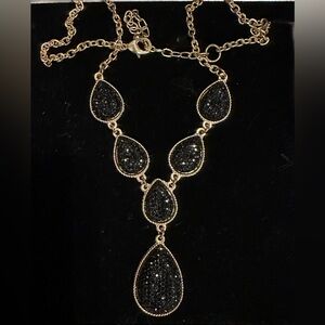 Black Teardrop Statement Necklace